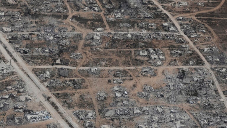 Destroyed buildings in the Gaza Strip.